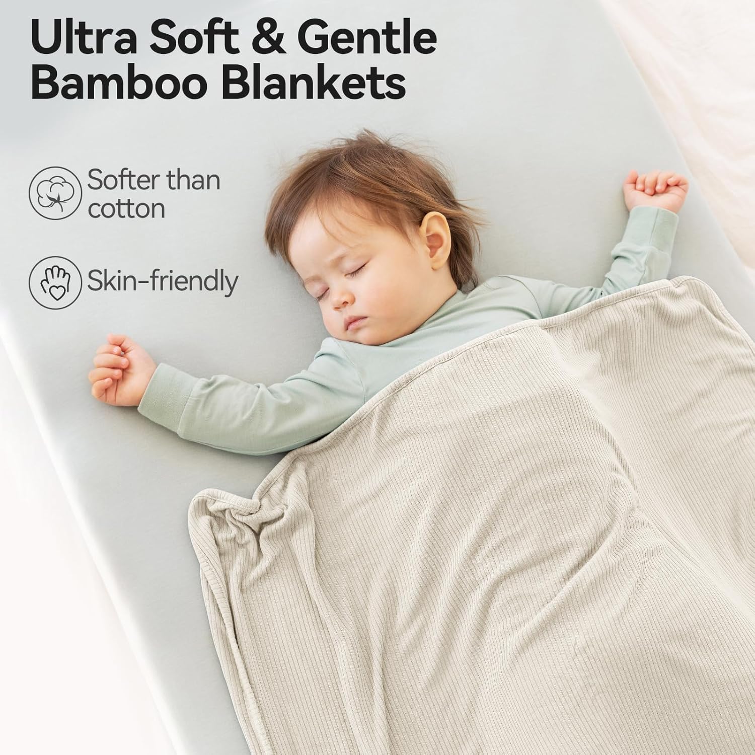 Couverture côtelée en bambou double épaisseur (Avoine)