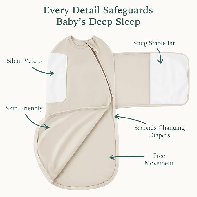 Bamboo Velcro Swaddle Sack - 0.5 TOG (Oat)