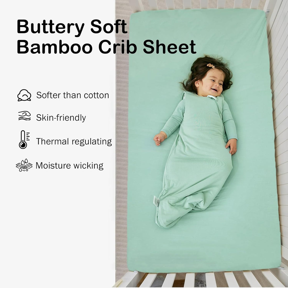 Bamboo Fitted Crib Sheet – Sage product detail