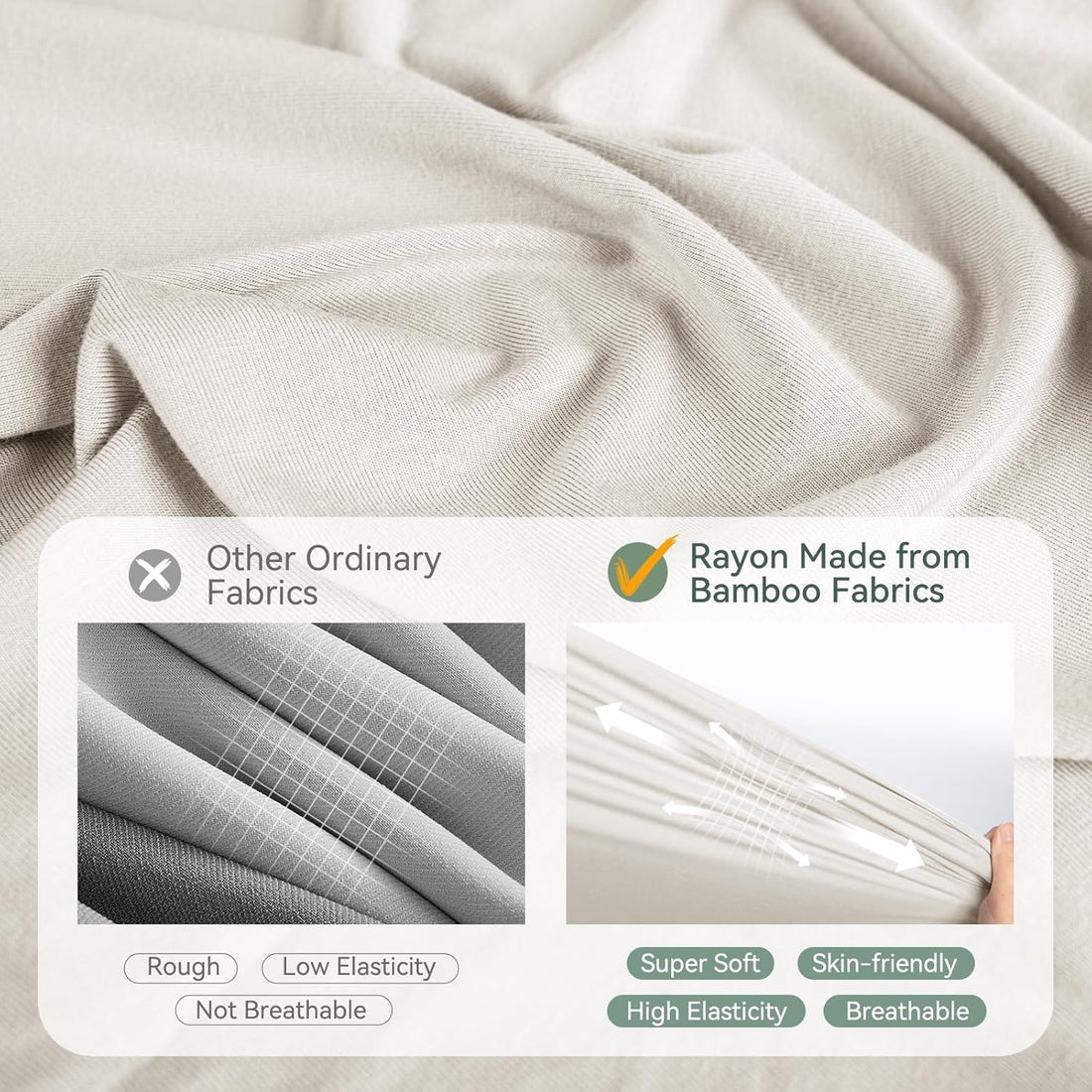 Ensemble couverture d'emmaillotage et bonnet en bambou - Avoine additional product view