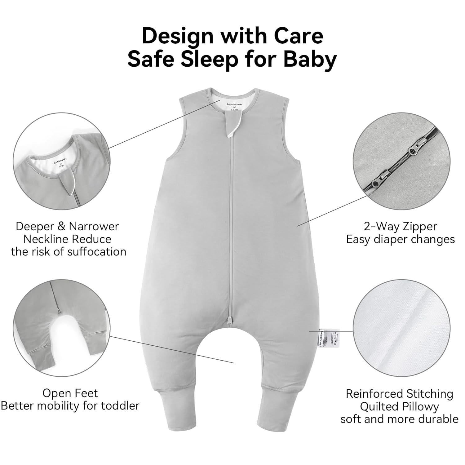Temperature-regulating bamboo fabric for year-round comfort in BubblePanda Storm 1.0 TOG Walker Sack