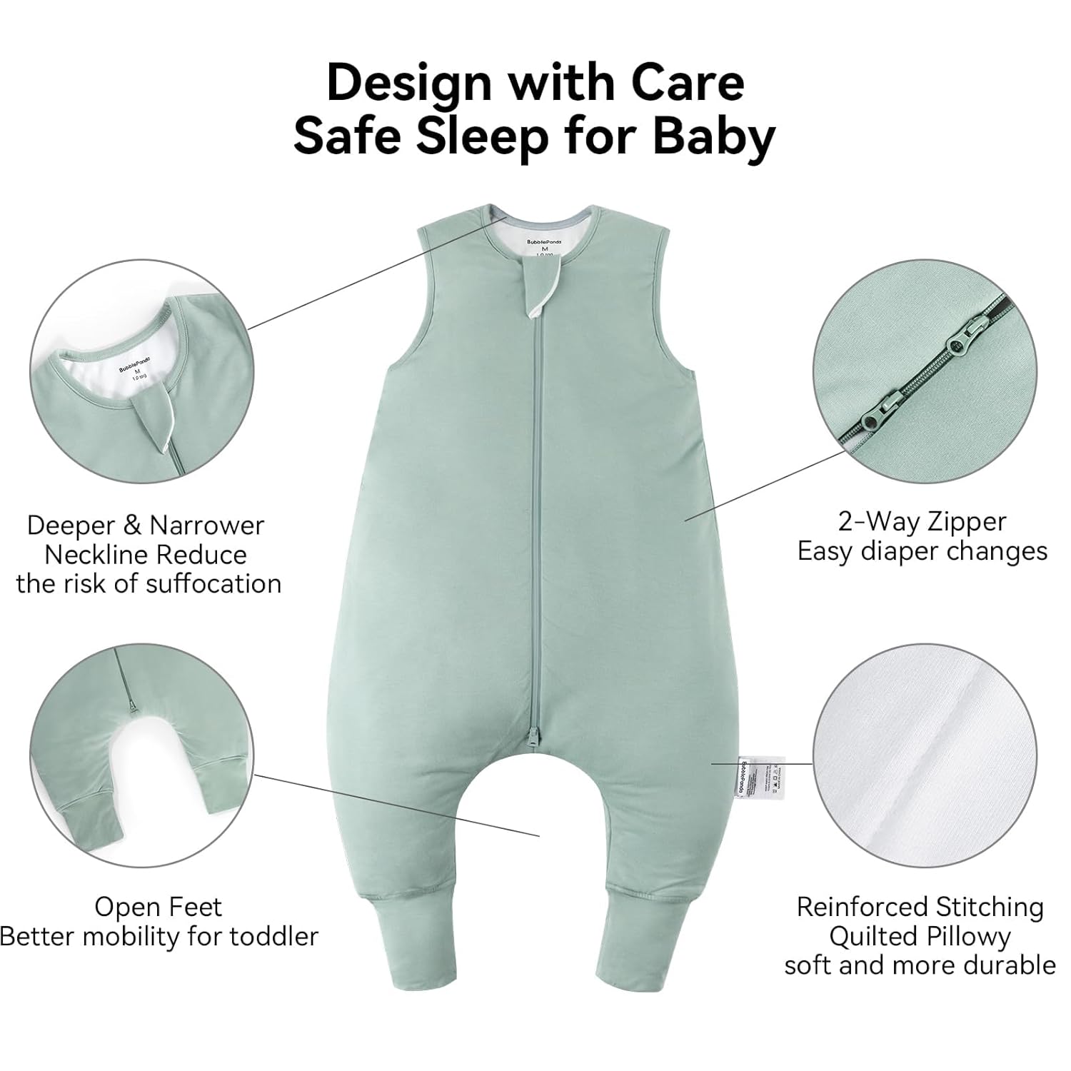 Insulated yet breathable high-quality bamboo fabric for winter comfort in BubblePanda Sage 2.5 TOG Walker Sack