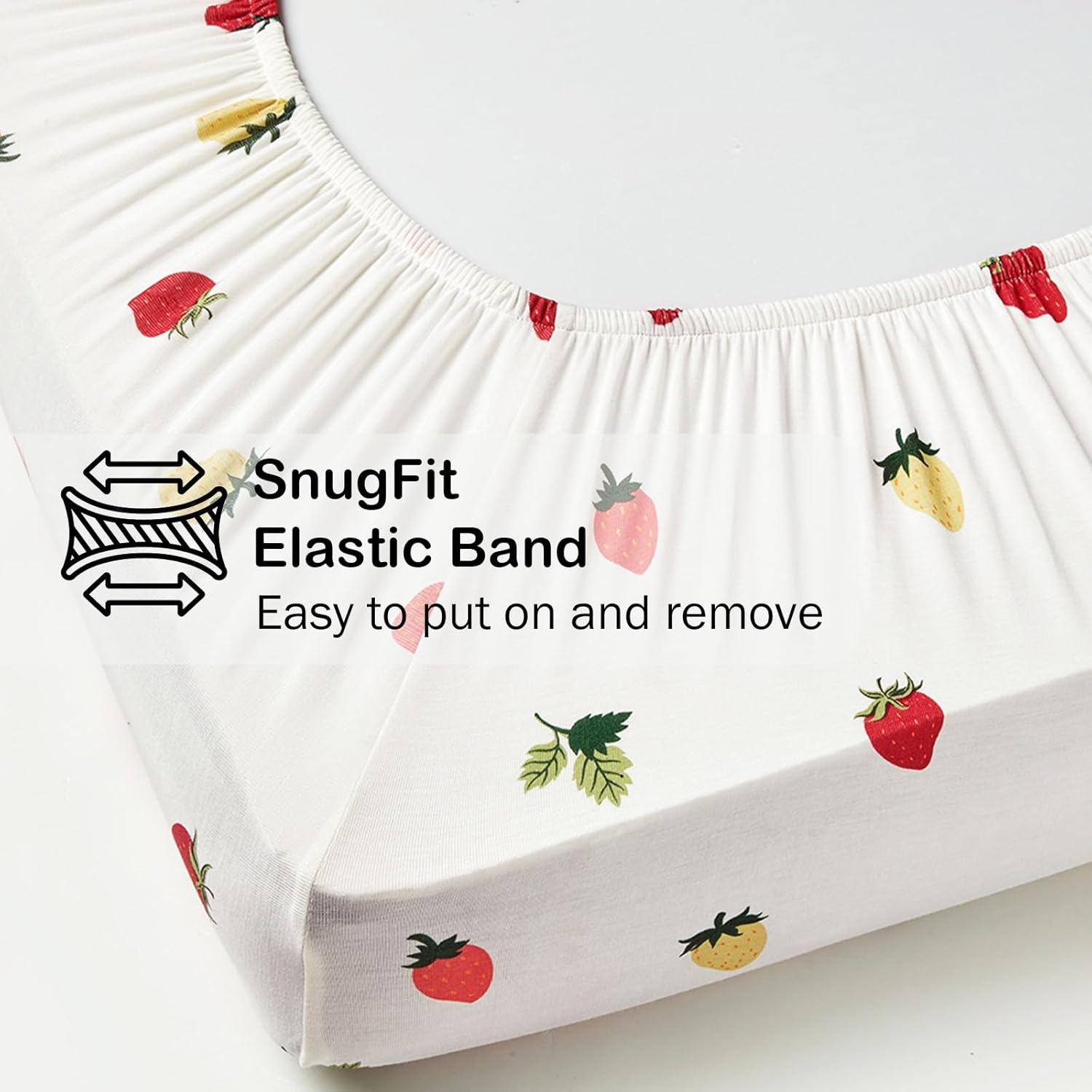 Drap-housse de berceau en bambou - (Fraise)