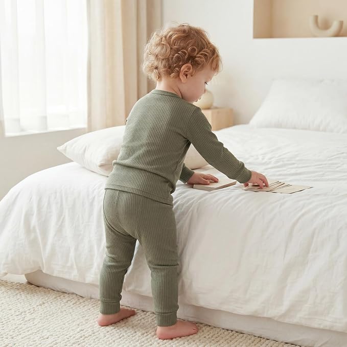 Bamboo Long Sleeve Pajama Set - Olive Drab
