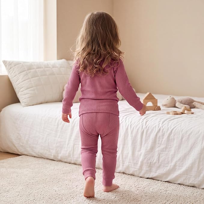 Bamboo Long Sleeve Pajama Set - Dusty Rose