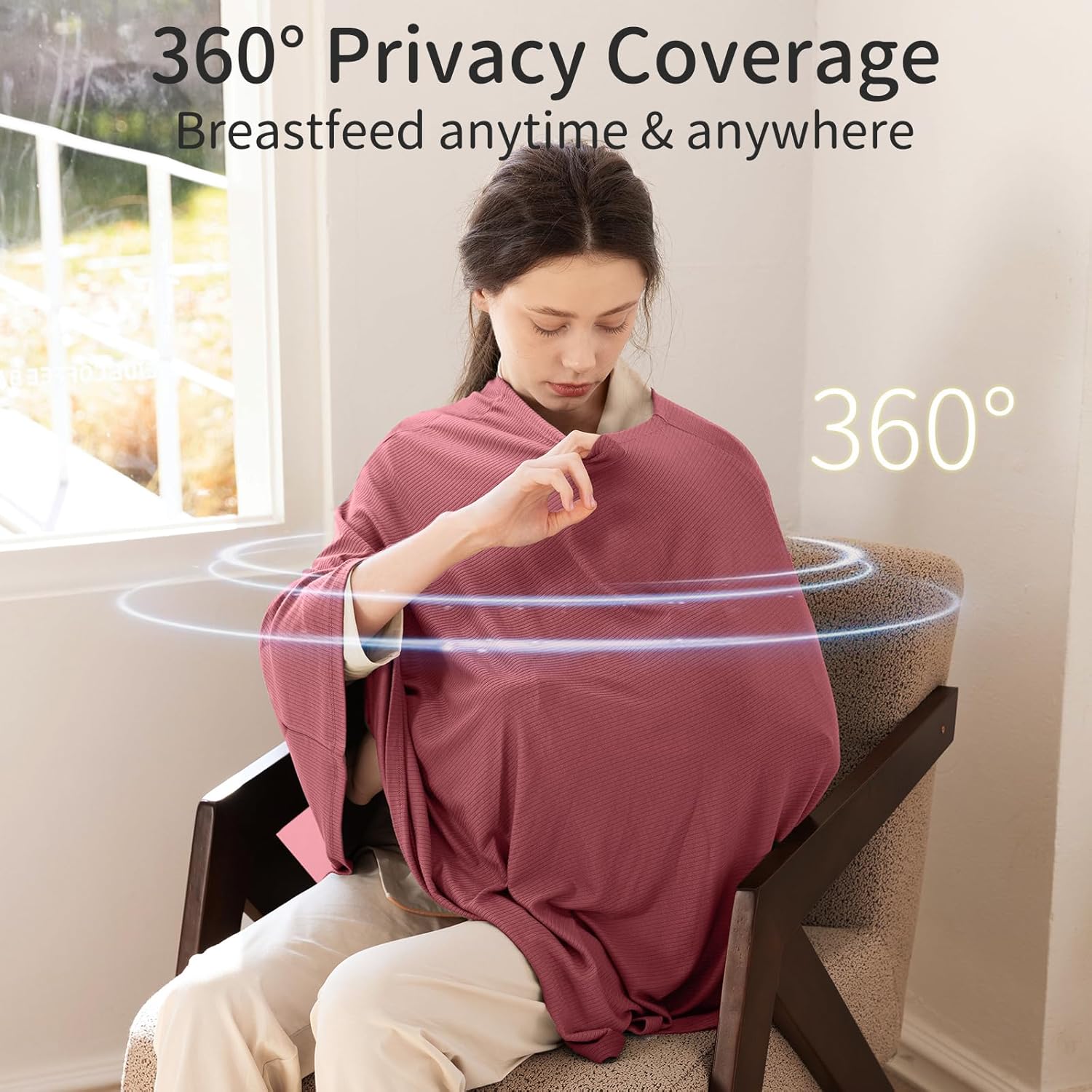 Poncho et housse d'allaitement multi-usage en bambou 360° (vieux rose)