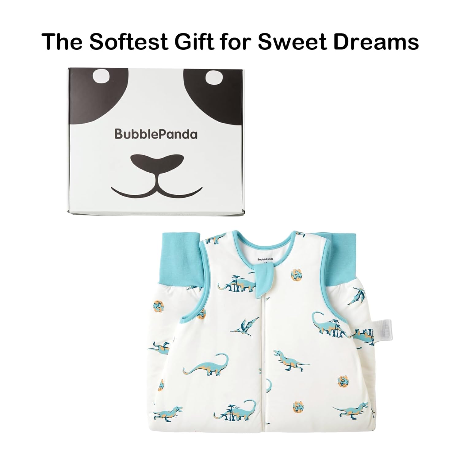 Toddler standing and playing safely in BubblePanda Dinosaur 1.0 TOG high-density bamboo walker sleep sack