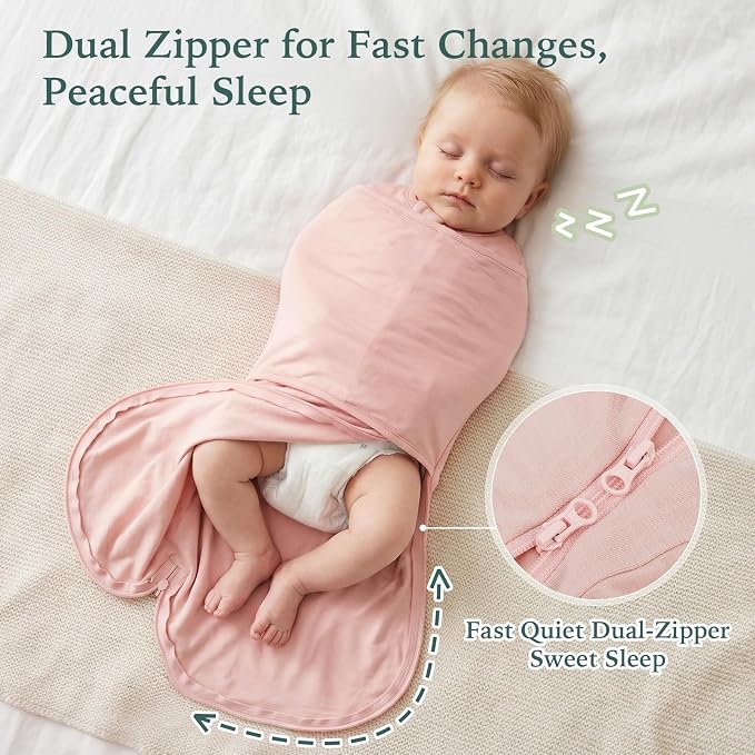 Bamboo Velcro Swaddle Sack - 0.5 TOG (Pink)