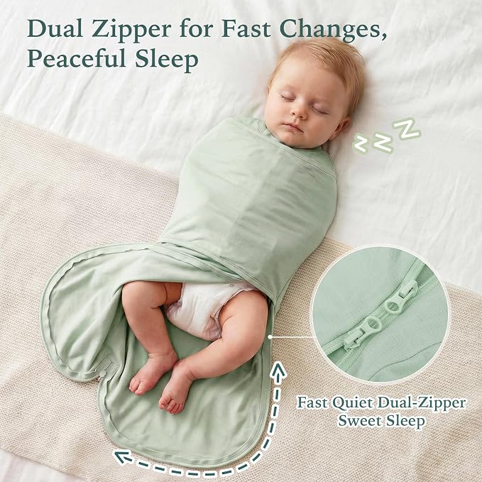 Bamboo Velcro Swaddle Sack - 0.5 TOG (Sage)