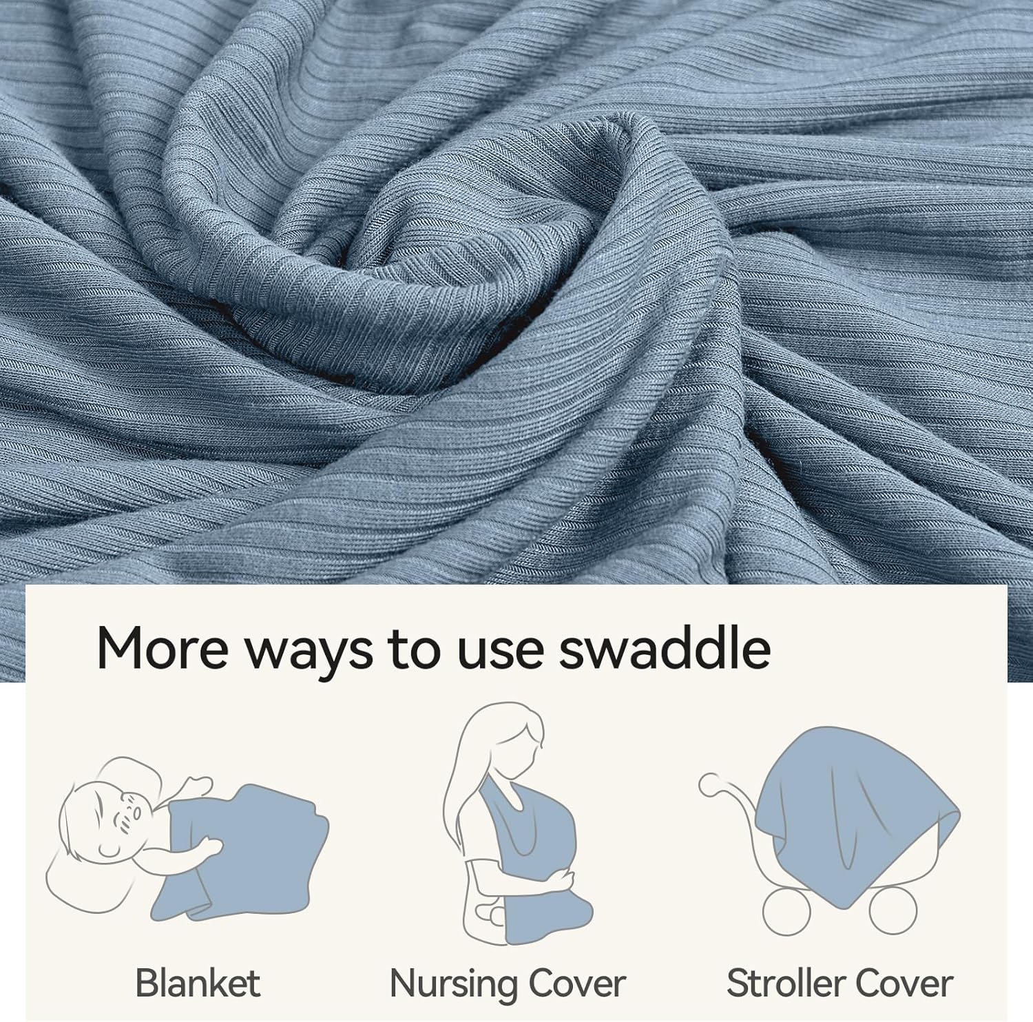 Double-Layer Ribbed Bamboo Blanket (Glacier)