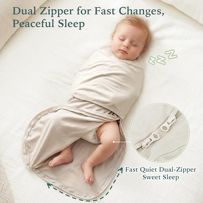 Bamboo Velcro Swaddle Sack - 0.5 TOG (Oat)