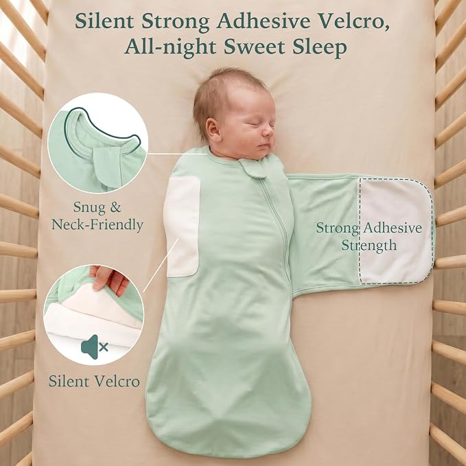 Bamboo Velcro Swaddle Sack - 0.5 TOG (Sage)