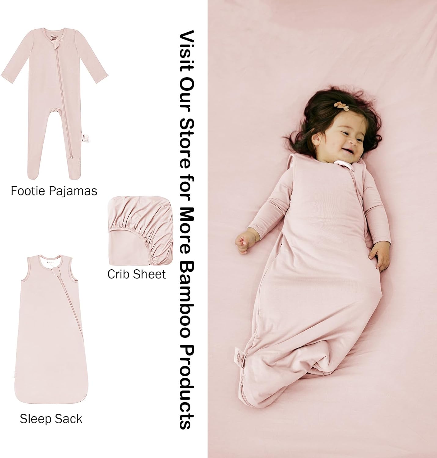 Drap-housse de berceau en bambou - (Rose)