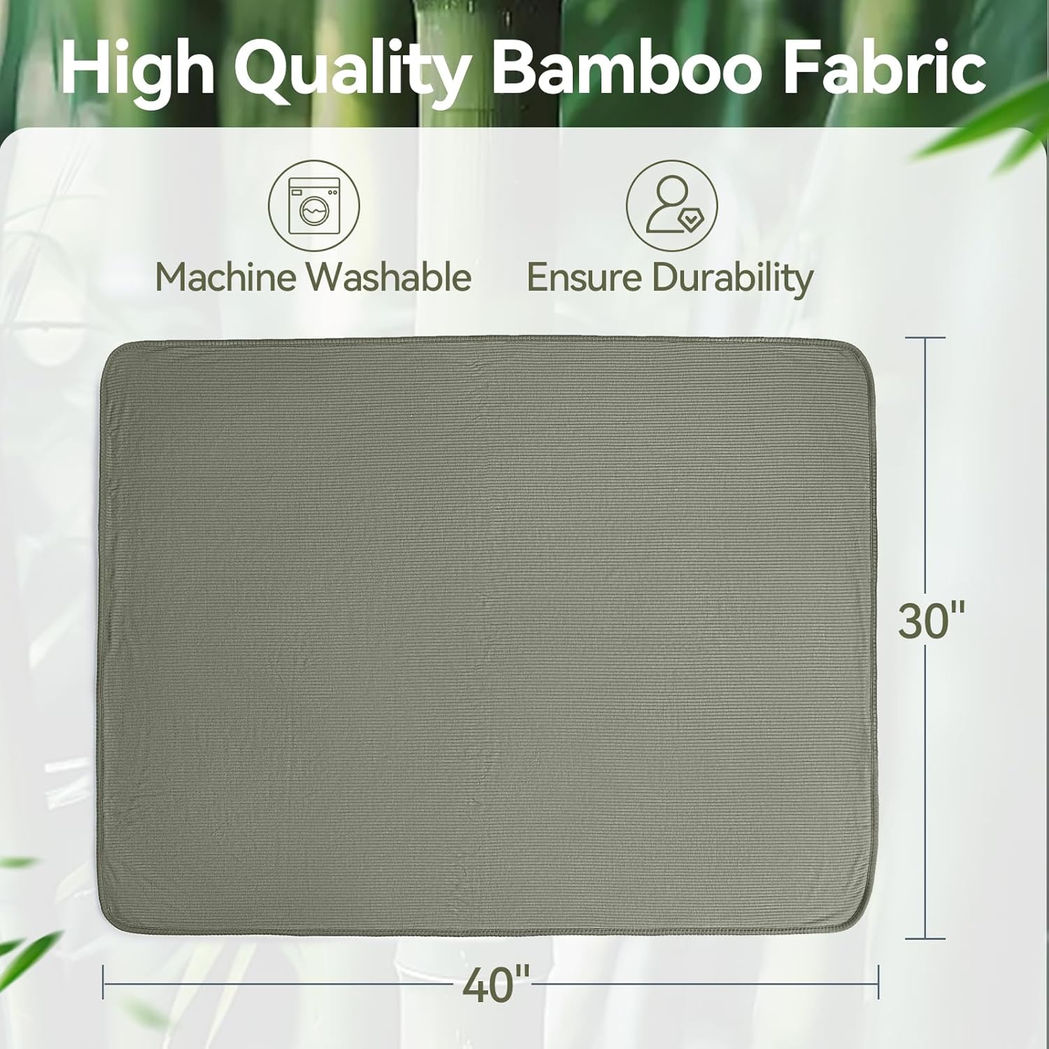 Couverture côtelée double épaisseur en bambou (vert olive)