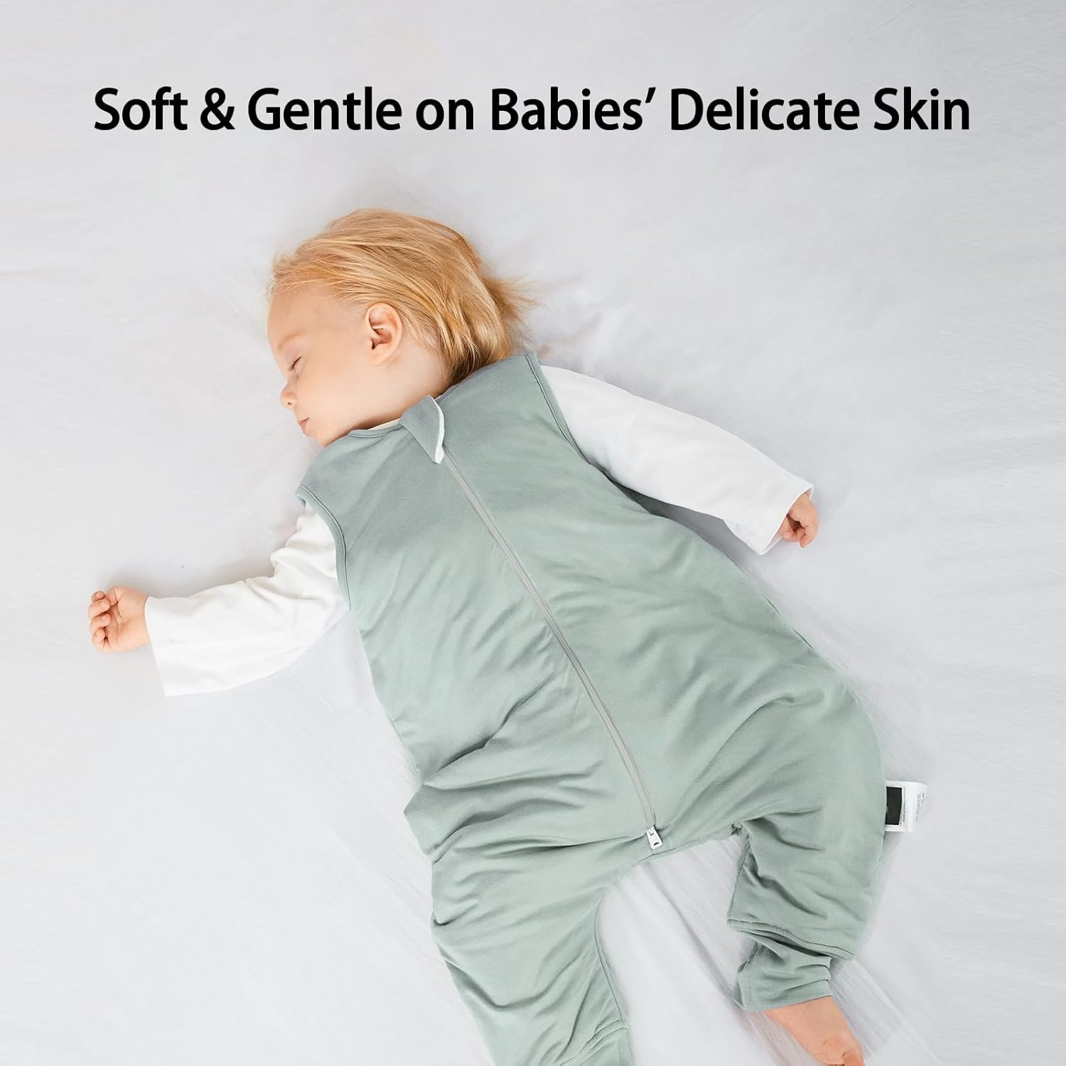 Breathable open-foot design on BubblePanda Sage 0.5 TOG Walker Sack for toddlers learning to stand and walk