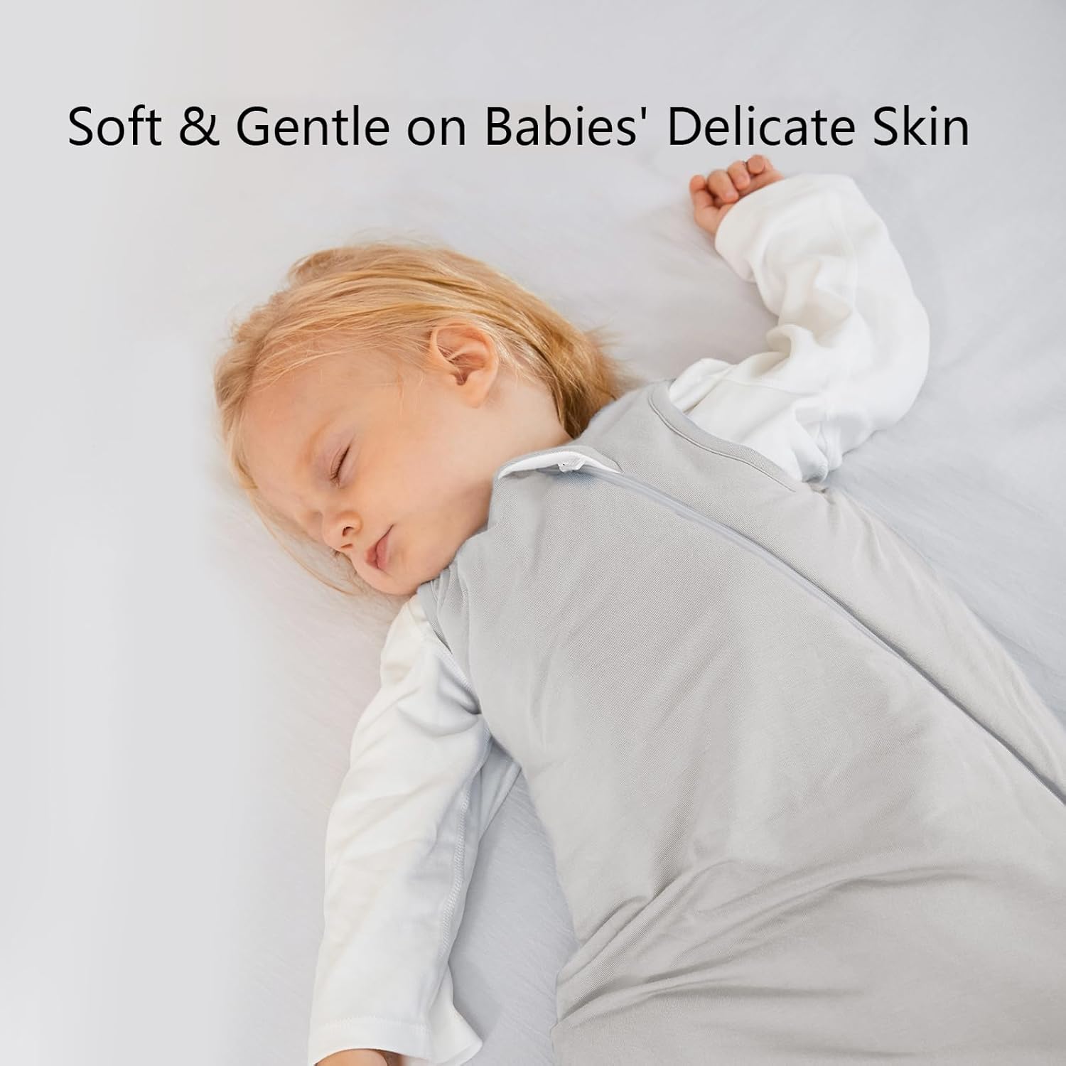 Breathable and temperature-regulating bamboo viscose material of BubblePanda Storm 0.5 TOG summer sleep sack