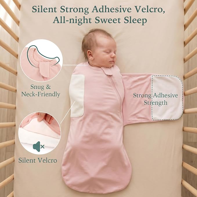 Bamboo Velcro Swaddle Sack - 0.5 TOG (Pink)