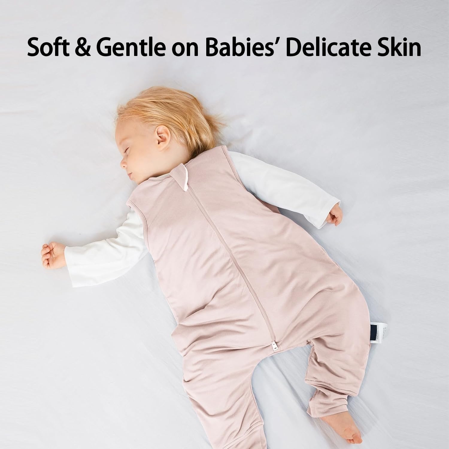 Cozy open-foot design for safe standing and walking in BubblePanda Pink 2.5 TOG winter bamboo sleepwear