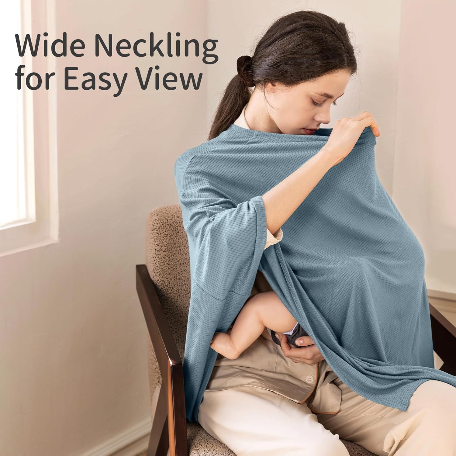 Housse d'allaitement et poncho multi-usage en bambou 360° (Glacier)