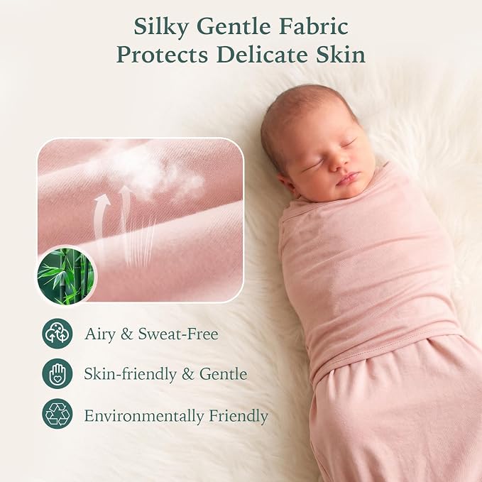 Bamboo Velcro Swaddle Sack - 0.5 TOG (Pink)