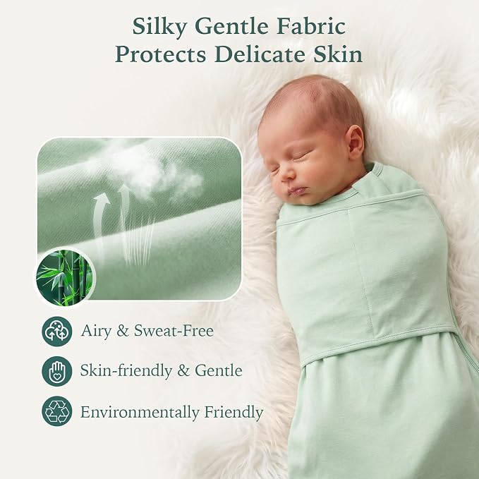 Bamboo Velcro Swaddle Sack - 0.5 TOG (Sage)
