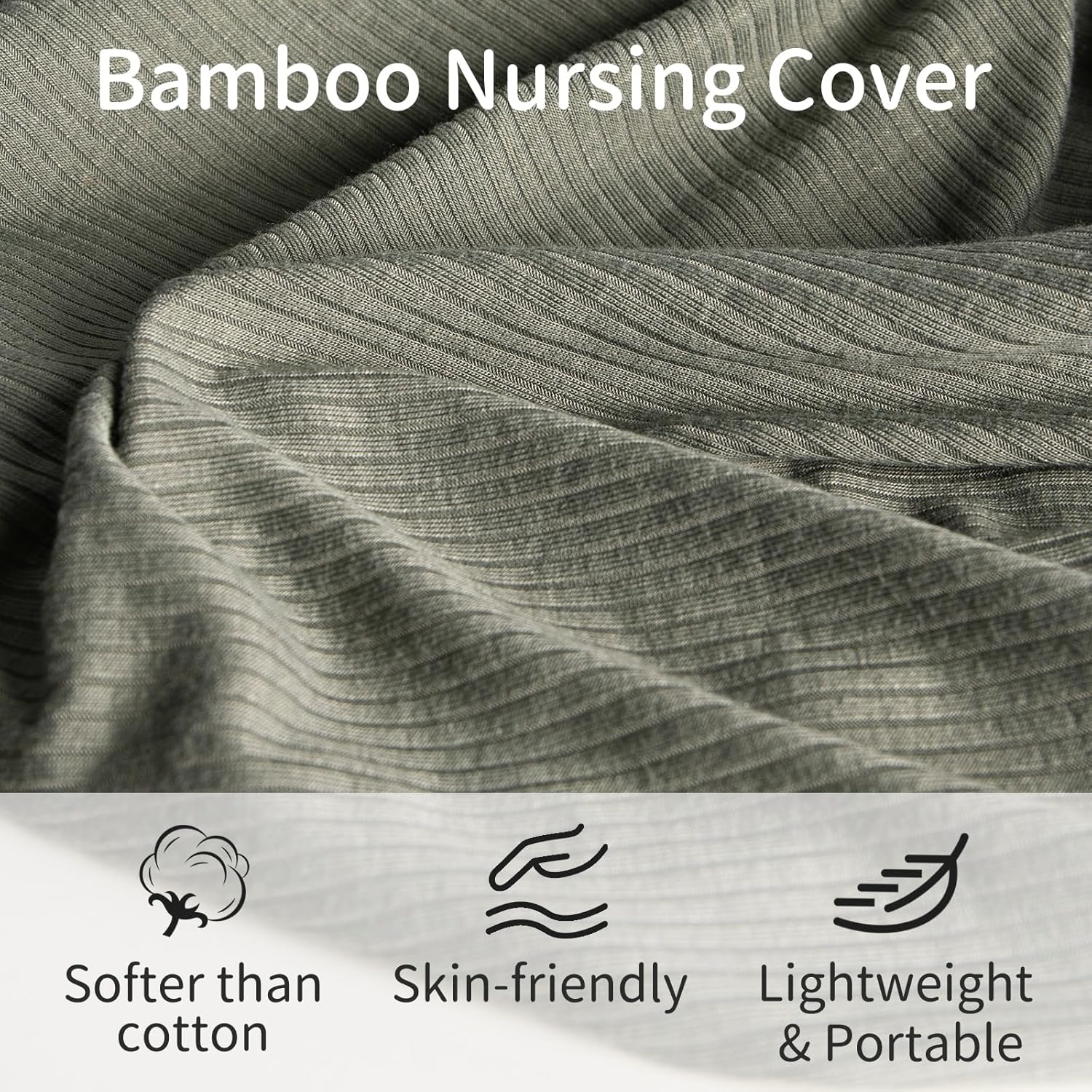 Housse d'allaitement et poncho en bambou multi-usage 360° (Vert olive)
