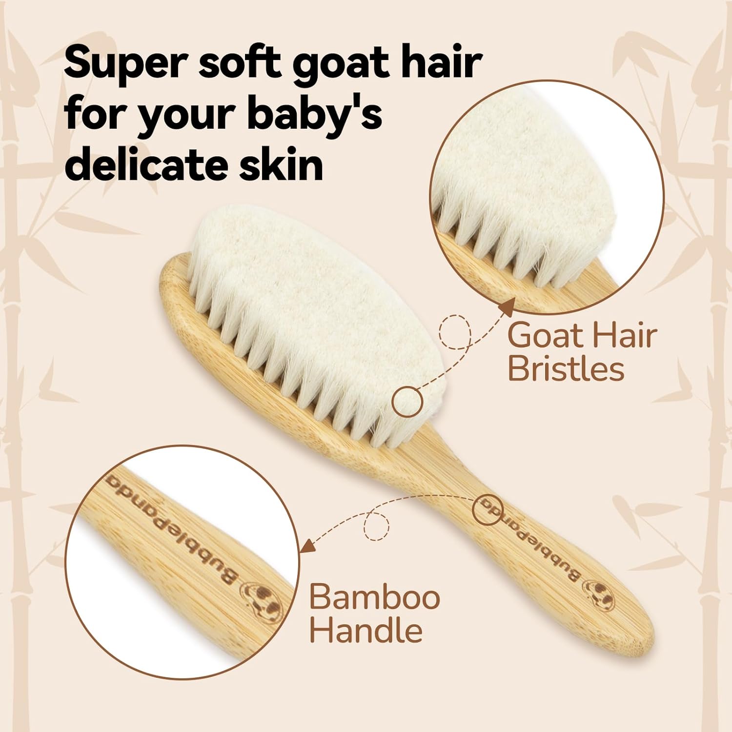 Ensemble 3-en-1 brosse et peigne bébé en bambou naturel