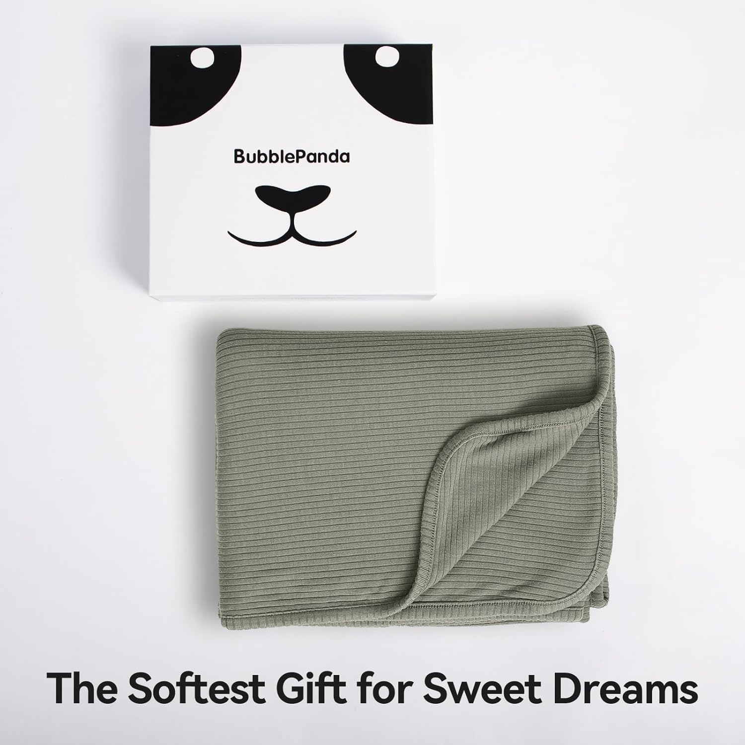 Couverture côtelée double épaisseur en bambou (vert olive)