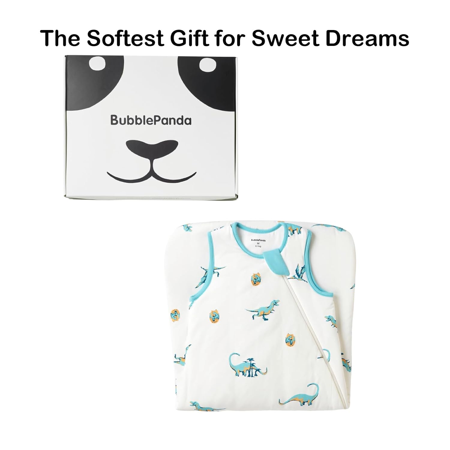 Elegant Dinosaur BubblePanda 0.5 TOG bamboo sleep sack in a modern minimalist nursery setting