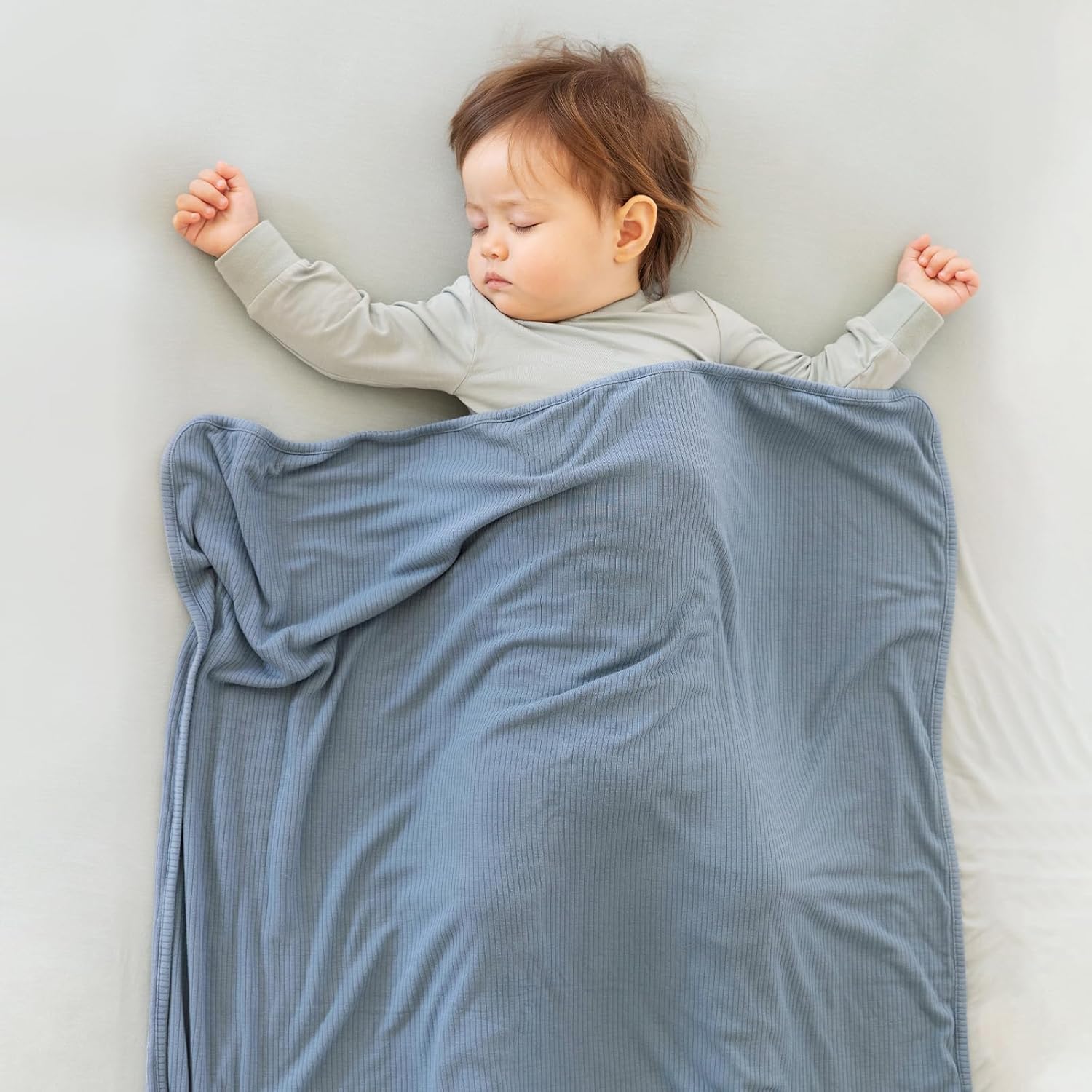 Double-Layer Ribbed Bamboo Blanket (Glacier)