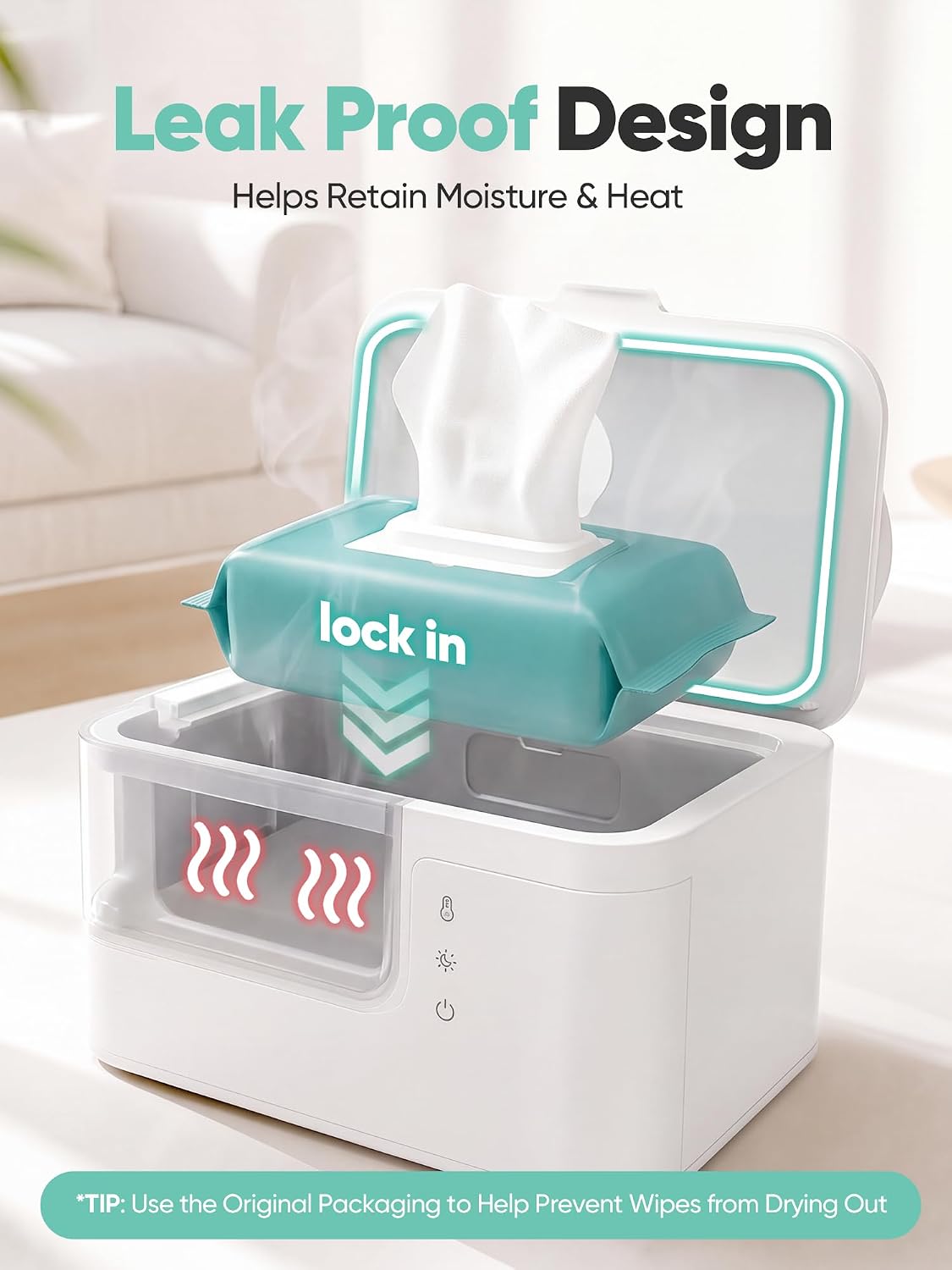 Baby Wipe Warmer – 3D Surround Heating & Night Light