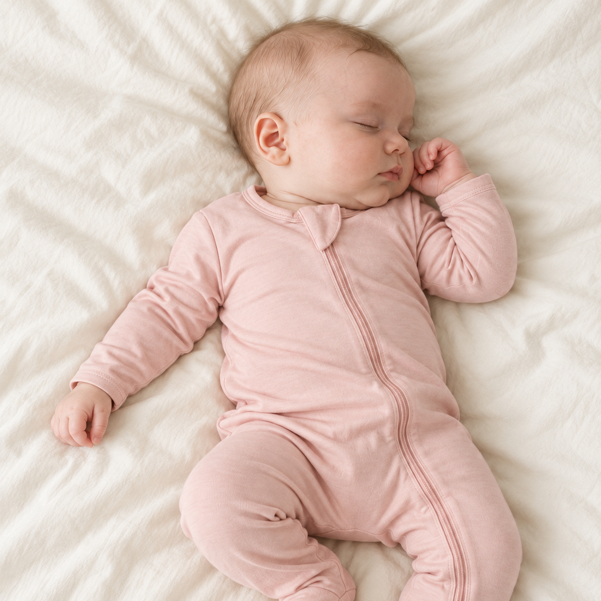 Pyjama une pièce en bambou - Rose poudré