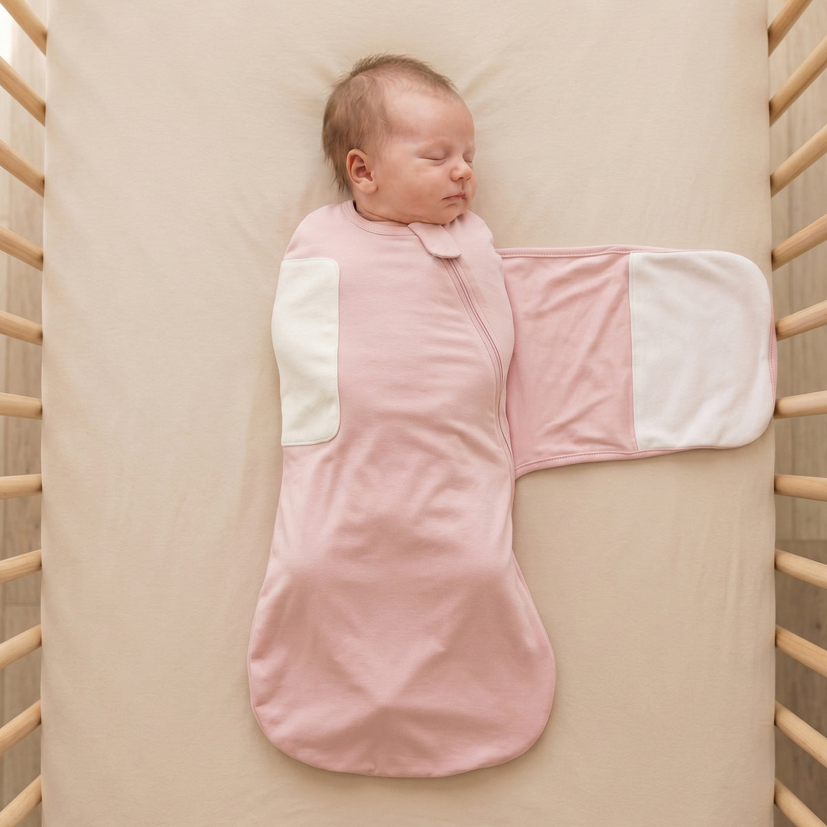 Bamboo Velcro Swaddle Sack - 0.5 TOG (Pink)