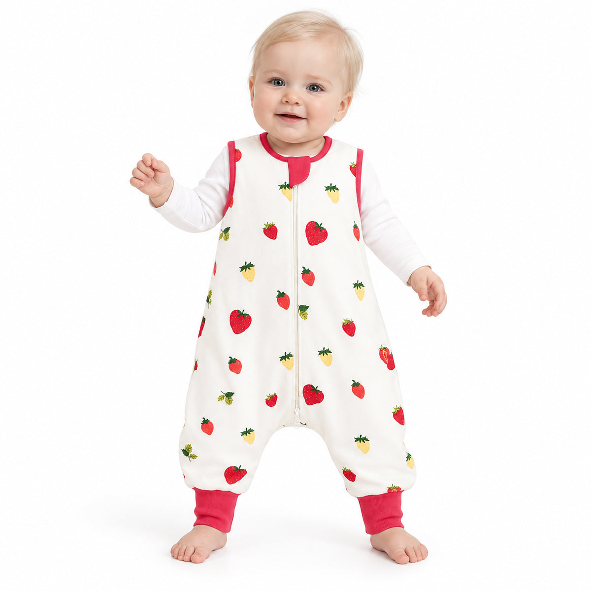 Bamboo Walker Sleep Sack with Feet 1.0 TOG – Strawberry