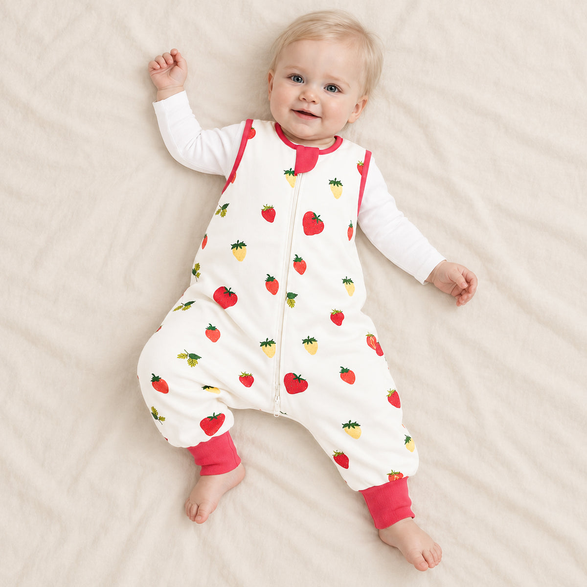 Bamboo Walker Sleep Sack with Feet 1.0 TOG – Strawberry