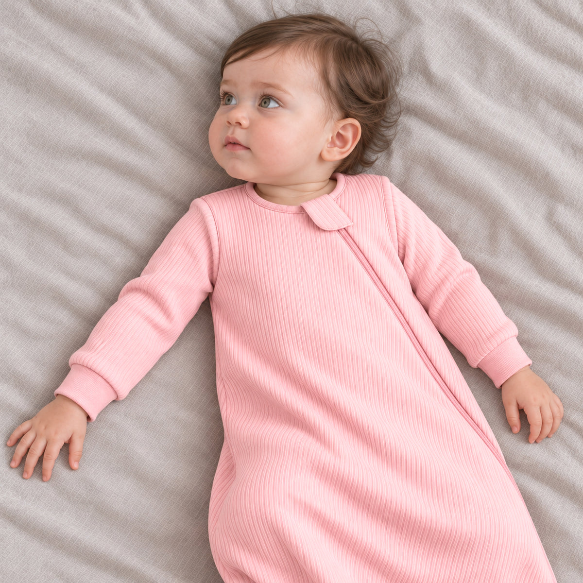 Long Sleeve Ribbed Bamboo Sleep Sack 1.5 TOG – Pink