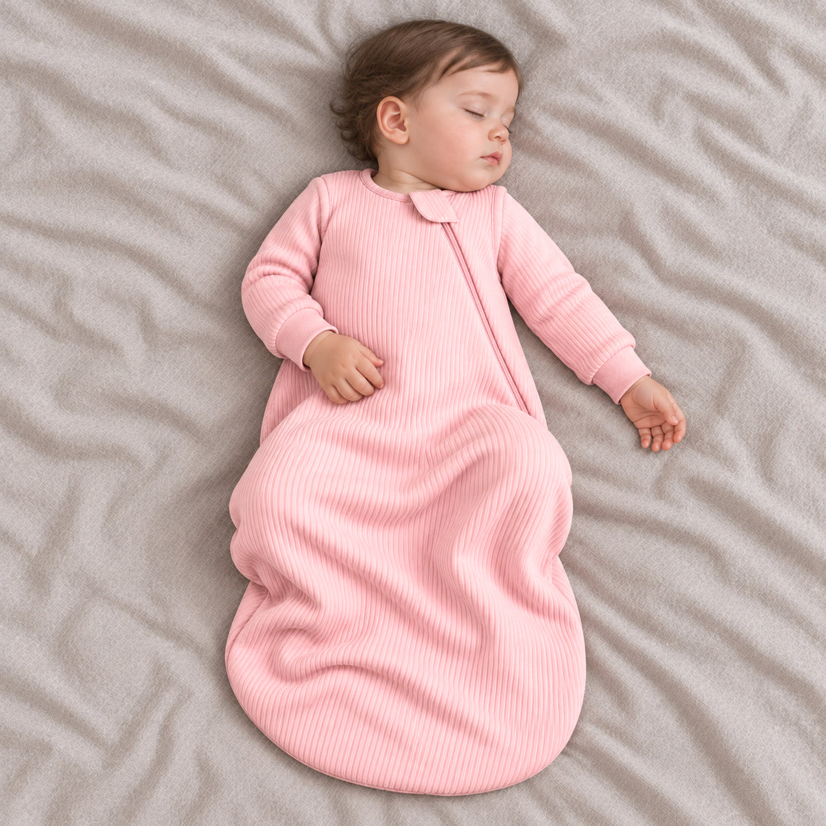 Long Sleeve Ribbed Bamboo Sleep Sack 1.5 TOG – Pink