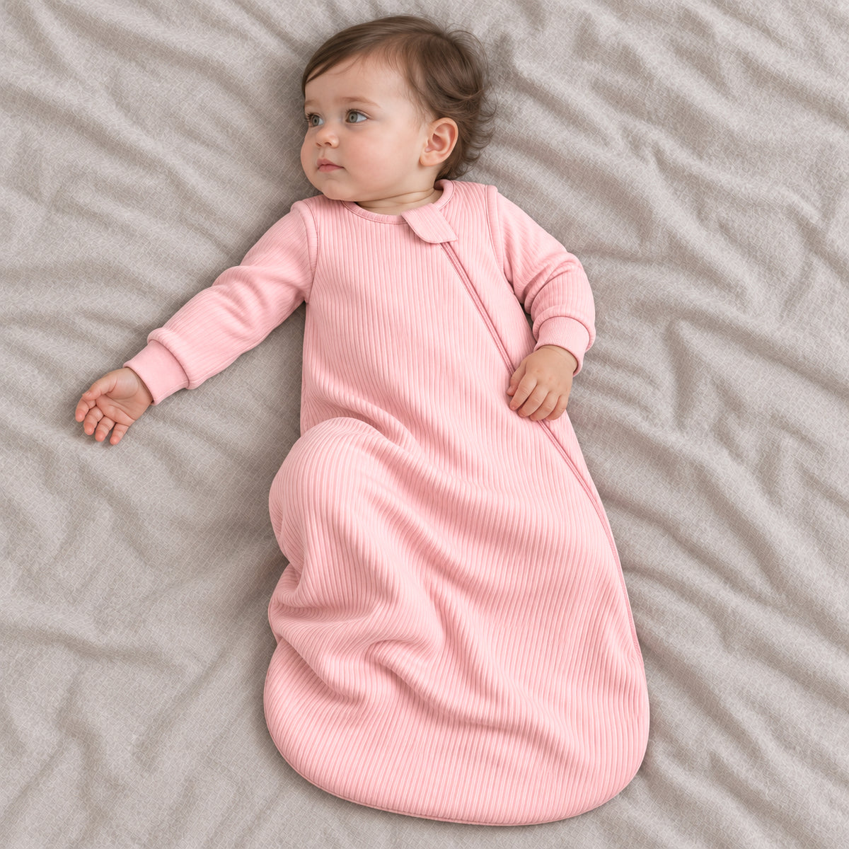Long Sleeve Ribbed Bamboo Sleep Sack 1.5 TOG – Pink