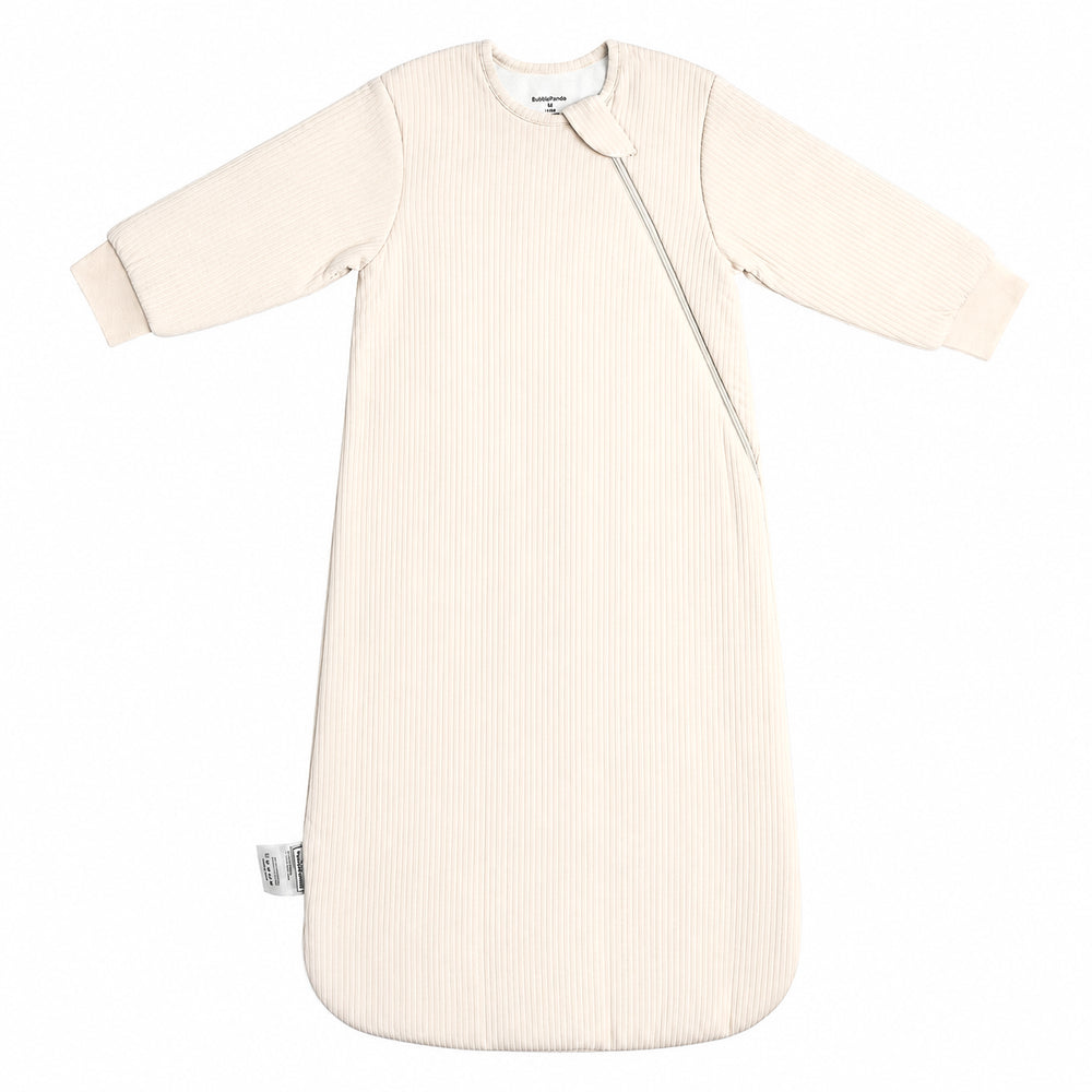 Long Sleeve Ribbed Bamboo Sleep Sack 1.5 TOG – Oat — fit guide preview