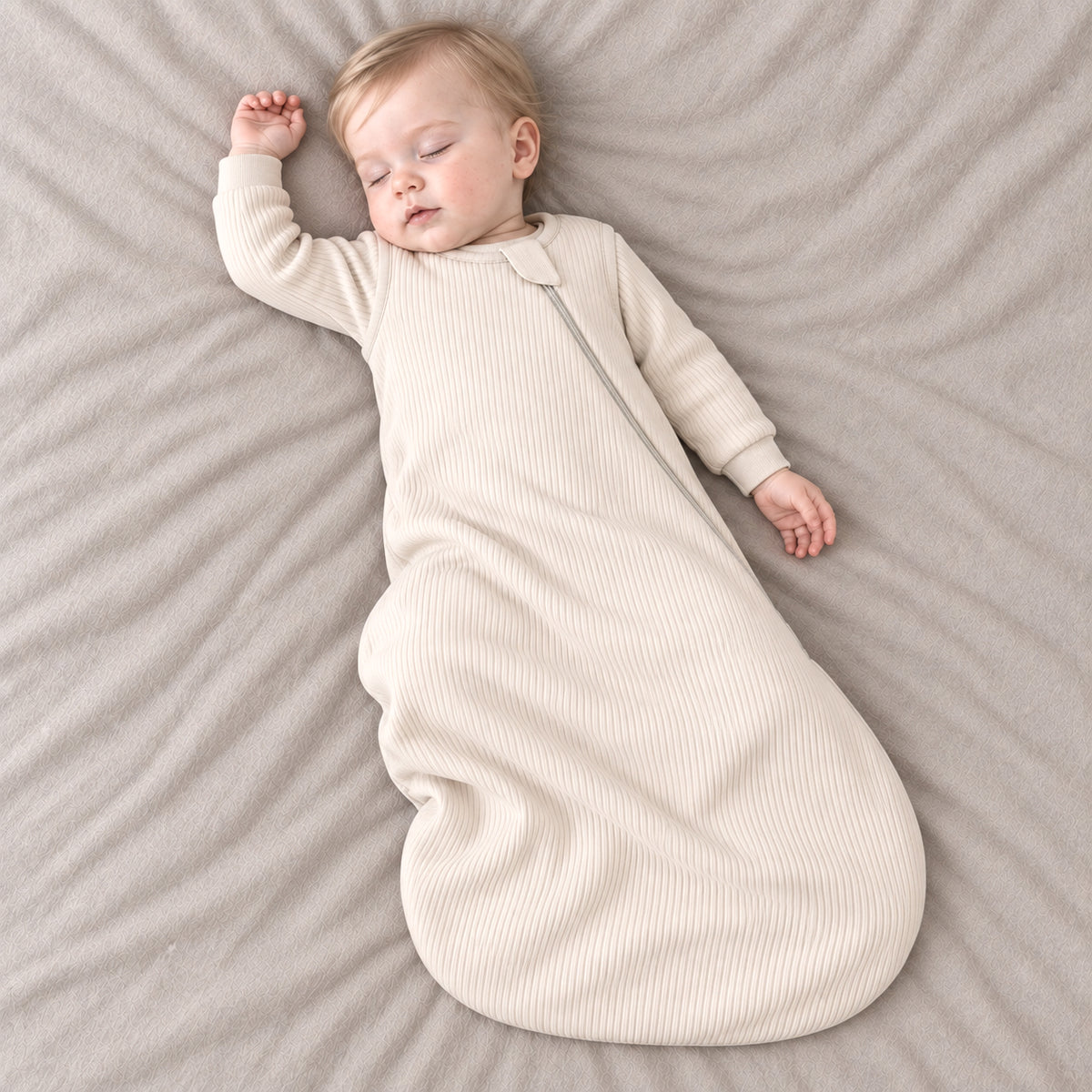 Long Sleeve Ribbed Bamboo Sleep Sack 1.5 TOG – Oat